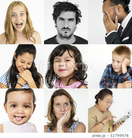 Diversity people set emotional on white background Diversity people set emotional on white background 32799976