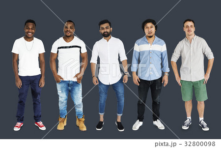Diversity Adult Men Set Gesture Standing Together Studio Isolated Diversity Adult Men Set Gesture Standing Together Studio Isolated 32800098