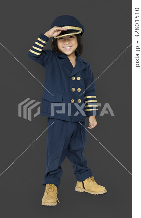 Little Boy in Pilot Costume Studio Portrait 32801510