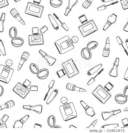Girls seamless pattern with cosmetics elements 32801672