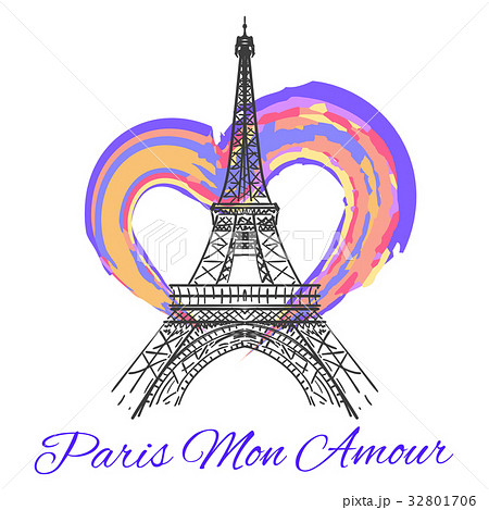 Eiffel tower with colorful bright heart 32801706