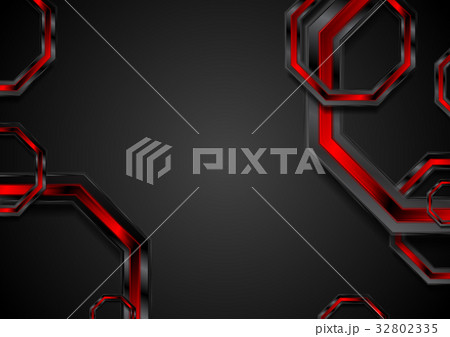 Red and black glossy metal hexagons background Red and black glossy metal hexagons background 32802335