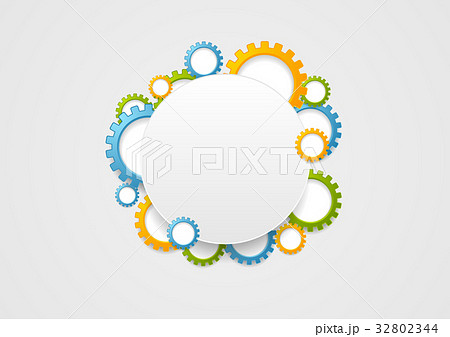 Abstract tech colorful gears and circle background 32802344