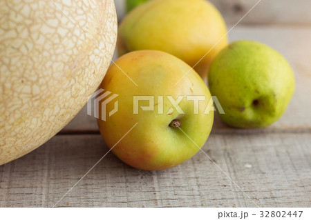 Green apples on wooden. Green apples on wooden. 32802447