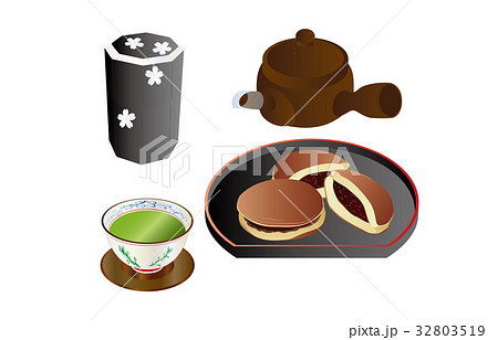 今日のスイーツ緑茶とどら焼き 32803519