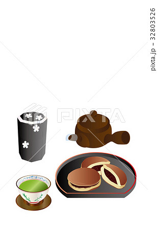 今日のスイーツ緑茶とどら焼き 32803526
