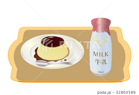 今日のスイーツ牛乳とプリン 32803589