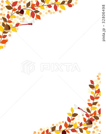 秋の紅葉植物のフレーム素材のイラスト素材 32806498 Pixta