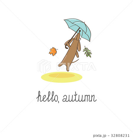 Gift card. Dachshunds flying under umbrella Gift card. Dachshunds flying under umbrella 32808231