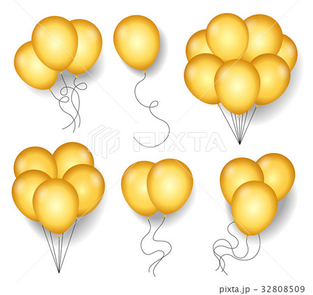 Golden ballons with rope cords 32808509