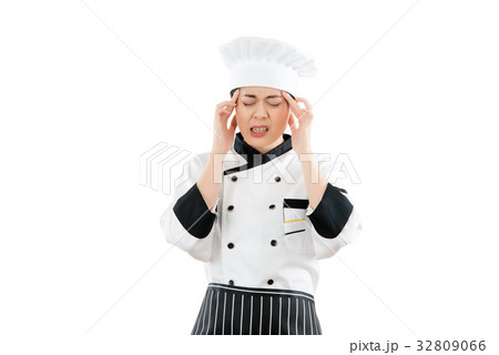 Woman cook tired stressed and overworked Woman cook tired stressed and overworked 32809066