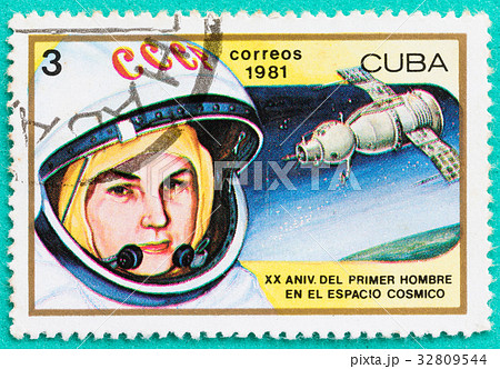 Postage stamps with printed in Cuba space themes Postage stamps with printed in Cuba space themes 32809544