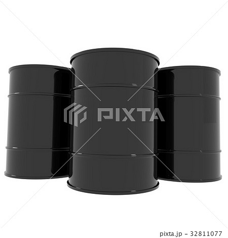 oil aluminum barrel in black on white in 3D oil aluminum barrel in black on white in 3D 32811077