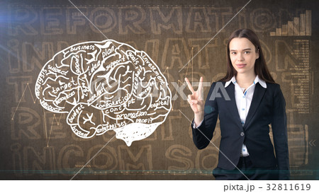 Beauty businesswoman on painted background with Beauty businesswoman on painted background with 32811619