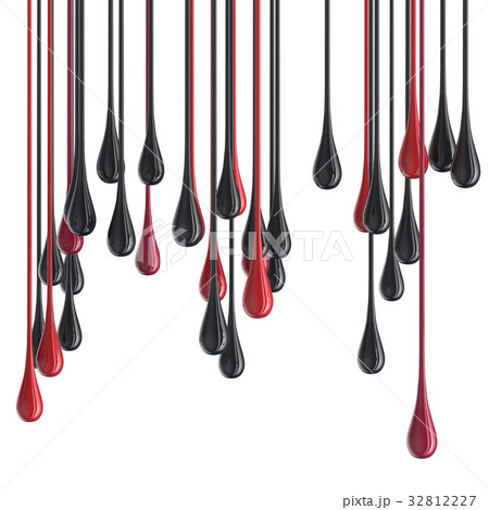 3D red and black glossy paint drop blobs 32812227