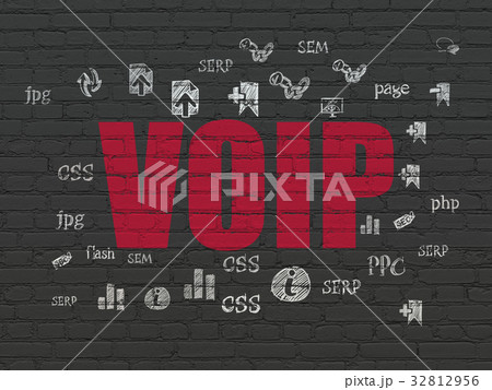 Web design concept: VOIP on wall background 32812956