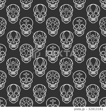 Decorative mexican skulls seamless pattern 32813161