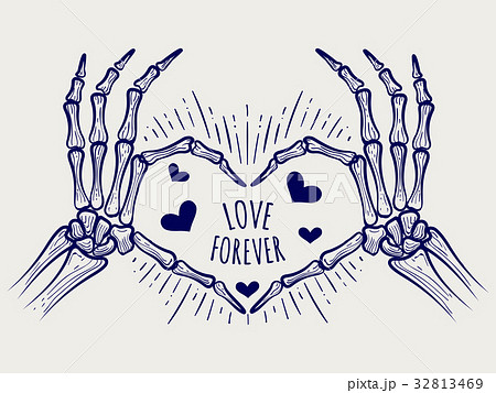 Love forever poster with skeleton hands Love forever poster with skeleton hands 32813469