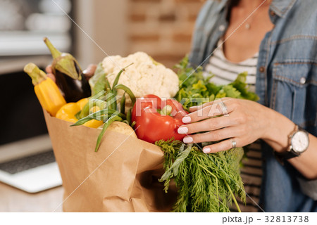 Intelligent motivated woman buying fresh 32813738