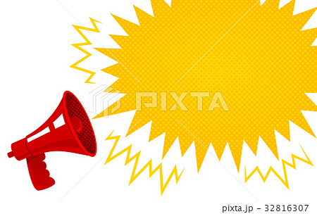 Red retro megaphone. 32816307