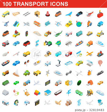 100 transport icons set, isometric 3d style 100 transport icons set, isometric 3d style 32819483