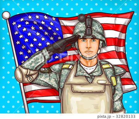 Vector pop art illustration for a memorial day - a Vector pop art illustration for a memorial day - a 32820133