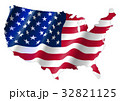United States of America Map With Waving Flag 32821125