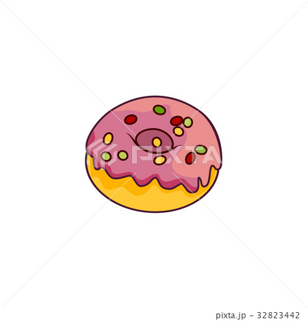 Vector donut with glaze icing, sprinkles isolated Vector donut with glaze icing, sprinkles isolated 32823442