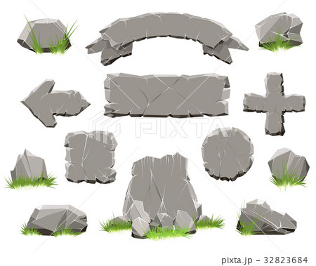 Rock circle button, stone banners Rock circle button, stone banners 32823684
