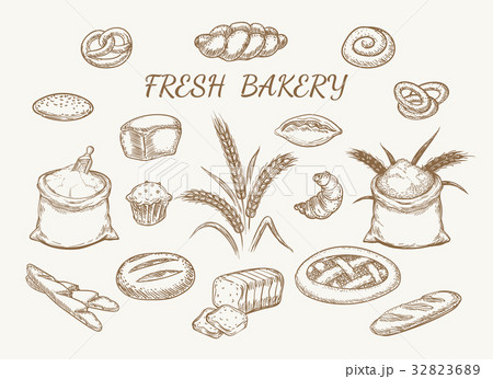 Fresh bakery elements sketch 32823689