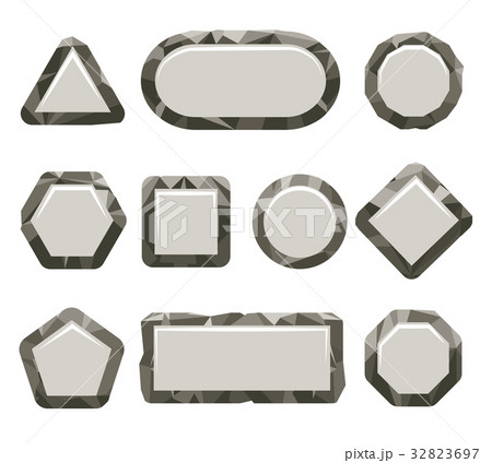 Indie game grey rock button set 32823697