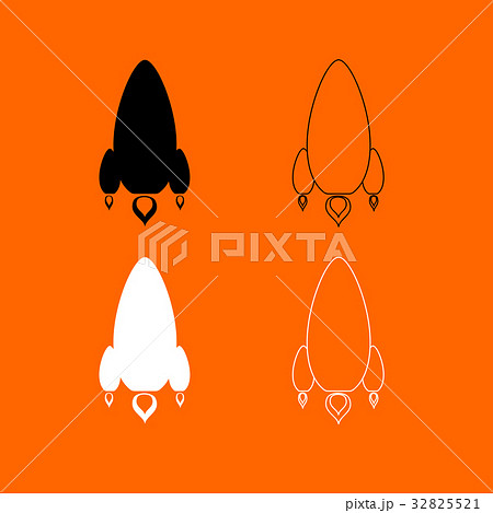 Rocket  black and white set icon . 32825521