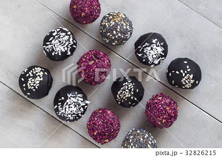 Fitness energy bites, raw chocolate truffles Fitness energy bites, raw chocolate truffles 32826215