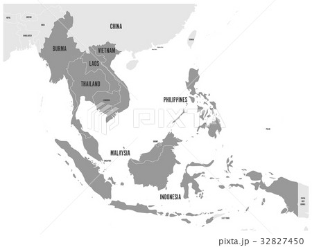 ASEAN Economic Community, AEC, map. Grey map with 32827450