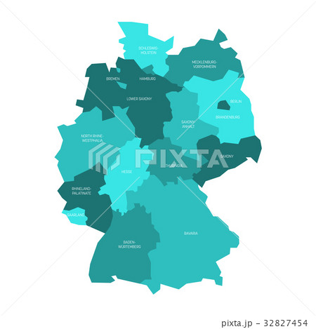 Map of Germany devided to 13 federal states and 3 32827454