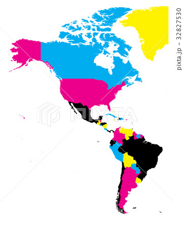 Political map of Americas in CMYK colors on white 32827530