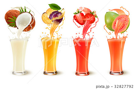 Set of fruit juice splash in a glass.  32827792