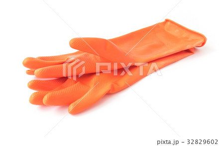 Orange color rubber gloves for cleaning Orange color rubber gloves for cleaning 32829602
