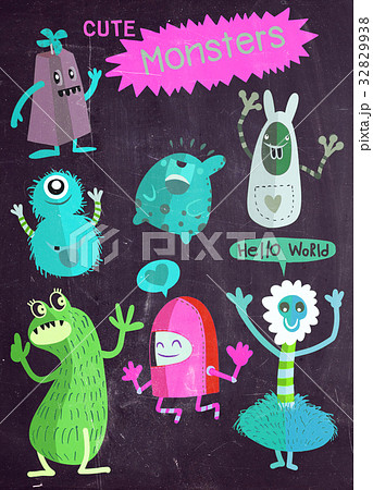 Vector cute monsters set collection  32829938