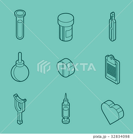 Medical outline isometric set 32834098