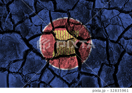 ASEAN flag painting on high detail cracked ground ASEAN flag painting on high detail cracked ground 32835961