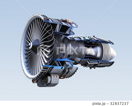 ターボファンエンジンの3Dカットモデルイメージ 32837237