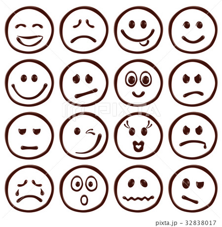 Set of chocolate smiley faces, realistic vector 32838017