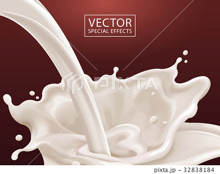 Flowing milk liquid 32838184 PIXTA