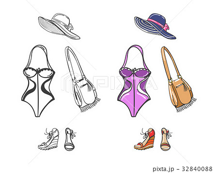 Fashion beach look for girl. Fashion beach look for girl. 32840088