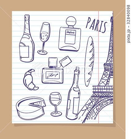 Symbols of Paris sketch icons 32840098