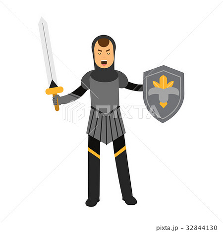 Medieval amed knight character standing with 32844130