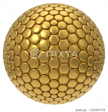 3d illustration of hexagon plated circular shapes. 32848756