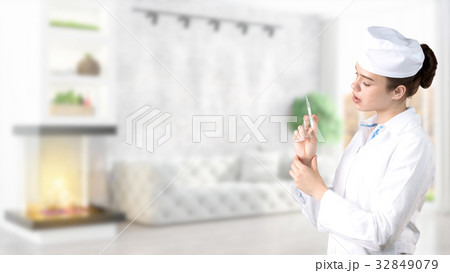 Beautiful medical woman doctor in uniform. Studio Beautiful medical woman doctor in uniform. Studio 32849079