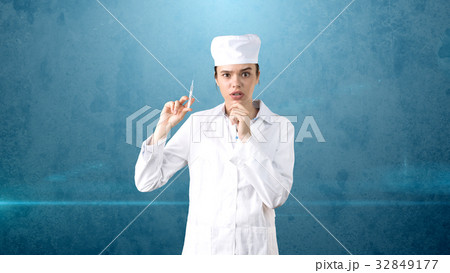 Beautiful medical woman doctor in uniform. Studio Beautiful medical woman doctor in uniform. Studio 32849177